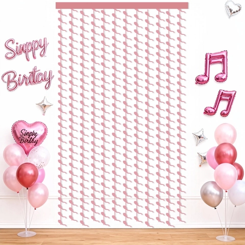 Rosa Kaulquappen Form Folienfransenvorhang Metallischer Hintergrund Streamer Für Junggesellenabschied Geburtstag Dekoration