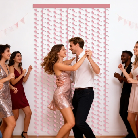 Tenda a Frange in Lamina Rosa a Forma di Girino Sfondo Scintillante per Addio al Nubilato Matrimonio Compleanno Decorazione