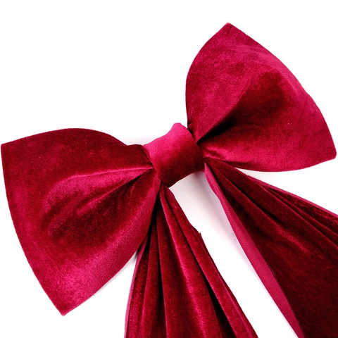 Large Velvet Bow Hanging Decoration Giant Wine Red Bowknot With Long Streamers For Wedding Christmas Party Home Backdrop Props