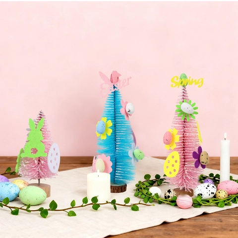 Ornement d'Arbre de Simulation de Pâques DIY Avec Œufs en Mousse Colorés Autocollants en Feutre Pour Décoration de Table Maison Fête Festival