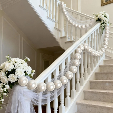 Large Artificial Pearl Decoration Garland For Wedding Background Party DIY Supplies Round Plastic Pearl String Pendant