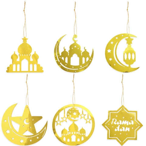 Ramadan Kareem Ornamenti Appesi in EVA Specchio Oro Per Festa di Eid Mubarak Decorazione Casa Moschea Luna Stella Festiva