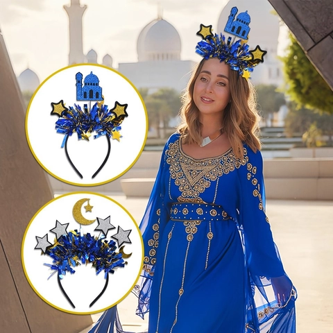 Eid Mubarak Ramadan Haarreif Glitzer Mond Stern Schloss Moschee Dekor Festlicher Party Haarschmuck Lametta Dekoration Requisite