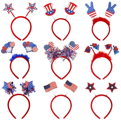 American Independence Day Patriotic Headband Red White Blue Stars Stripes USA Flag Party Hair Accessories July 4th Celebration