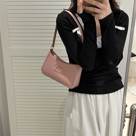 Sac Sous le Bras Mode avec Nœud pour Femmes 2025 Été Nouveau Style Coréen en Cuir PU Sac Hobo Épaule Sac à Main Commuteur Élégant