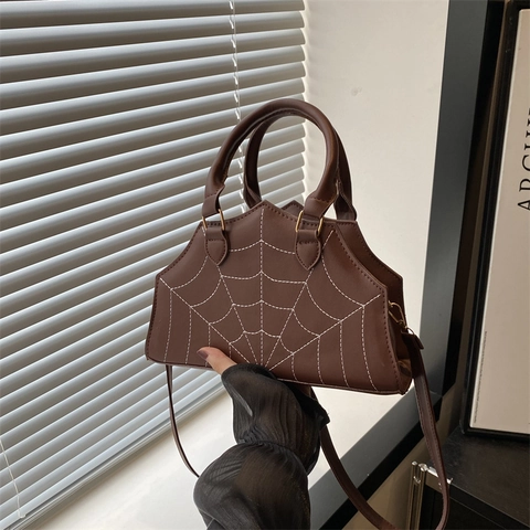 Damen Gothic Handtasche Spinnennetz PU Leder Nähte Umhängetasche Halloween Party Nische Mode Schultertasche Für Alltag