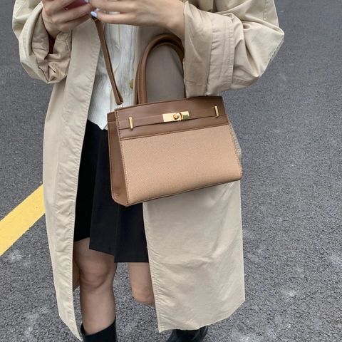Damen Patchwork PU Leder Segeltuch Umhängetasche Mode Kelly Stil Handtasche Schultertasche Gold Hardware Kleine Quadratische Tasche