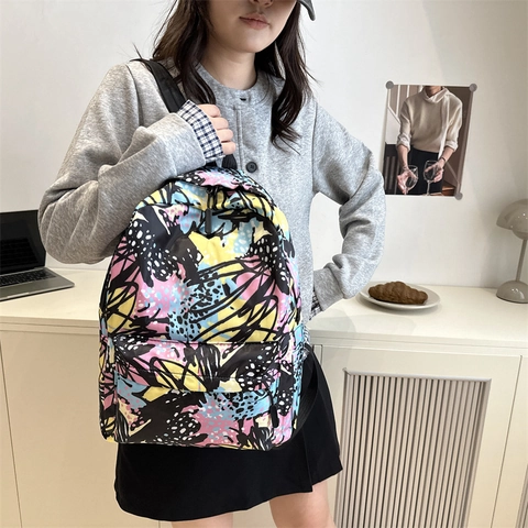 Sac à Dos Femme Mode Grande Capacité Polyester Imprimé Daypack Avec Graffiti Cœur Motif Tropical pour École Voyage