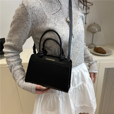 Modische PU Leder Umhängetasche Quadratisch Für Damen Minimalistischer Geknoteter Griff Schultertasche Trendige Handtasche