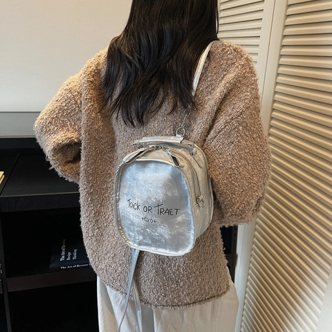 Mini Mochila de Cuero PU para Mujer Con Estampado Trick Or Treat Moda Streetwear Bolso de Hombro Casual para Diario Fiesta