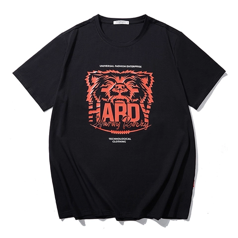 Men's Plus Size T-Shirt Summer Cotton Spandex Blend Short Sleeve Graphic Printed Panda Bear Wild Cat Loose Trendy Casual Top