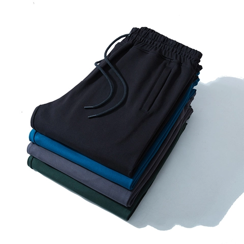 Men's Plus Size Casual Cotton Blend Sweatpants Solid Color Elastic Waist Drawstring Joggers For Daily Sports Activity