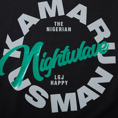 Sudadera de Talla Grande para Hombre Kamaru Usman Nightwave Estampada Mezcla de Algodón Pullover Holgado Manga Larga Top Moda Negro