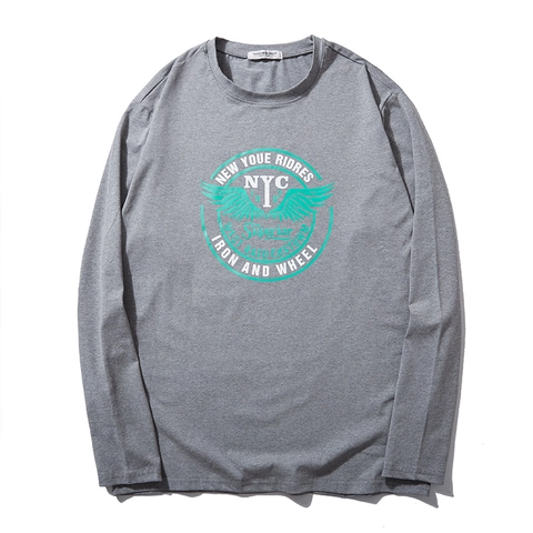 Camiseta de Manga Larga para Hombre Talla Grande Estampado Vintage Mezcla Algodón Cepillado Cuello Redondo Casual Tee