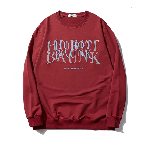 Felpa da Uomo Taglie Forti in Misto Cotone Stampa Lettere Girocollo Manica Lunga Pullover Autunno Casual Streetwear Largo