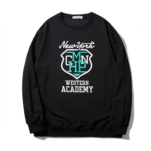 Felpa da Uomo Taglie Forti con Stampa a Lettere Pullover Stile Collegiale Americano Largo Casual a Maniche Lunghe