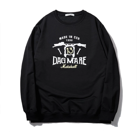Sudadera de Talla Grande para Hombre Estampado de Letras Retro Americano Cuello Redondo Manga Larga Pullover Mezcla Algodón Top