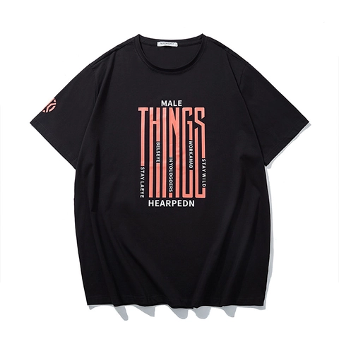 Maglietta da Uomo Taglie Forti in Cotone Stampato Streetwear Manica Corta Vestibilità Larga Stampa Lettere Estate Casual Tee Oversize