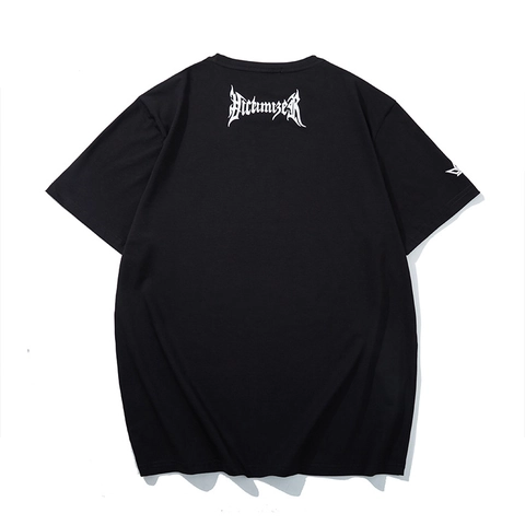 Herren Übergröße Baumwolle Kurzarm T-Shirt Streetwear Reflektierender Buchstabendruck Locker Lässig Sommer Schwarz Top