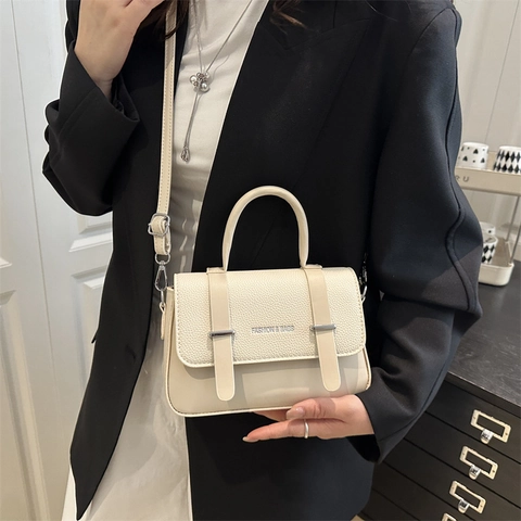 Sac à Épaule en Cuir PU Mode pour Femmes Motif Litchi Petit Sac Carré Avec Bandoulière Réglable Rétro Minimaliste Sac Messager Quotidien