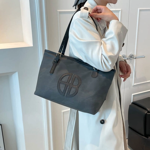 Damen Große Kapazität PU Leder Tote Bag Retro Lässig Umhängetasche Mit Buchstaben Logo Täglich Pendeln Büro Handtasche