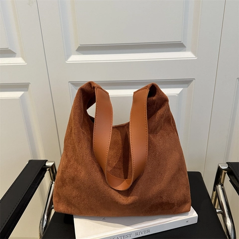 Ρετρό Σουέτ Τσάντα Hobo Tote Για Γυναίκες Μεγάλης Χωρητικότητας Μινιμαλιστική Τσάντα Ώμου Μόδα Φθινόπωρο Χειμώνας