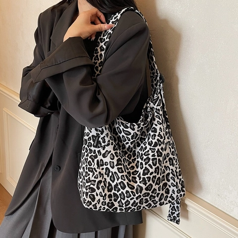 Mode Leopardenmuster Tote Bag Für Damen Große Kapazität Segeltuch Schultertasche Vintage Minimalistisch Streetwear Alltag Tasche