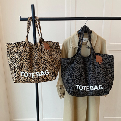 Damen Vintage Leopardenmuster Große Kapazität Einkaufstasche Verbundstoff Trendy Street Style Schultertasche Für Den Täglichen Gebrauch