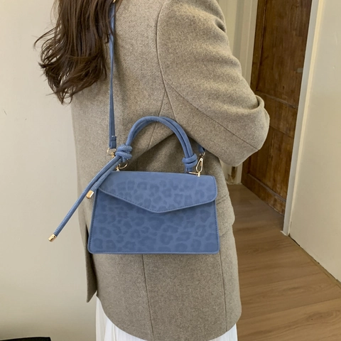 Damen Retro Leopardenmuster PU Leder Umhängetasche Minimalistisch Kleine Quadratische Umhängetasche Mit Griff Mode Handtasche