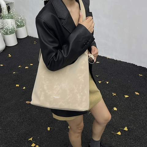 Women's Vintage Large Capacity Tote Bag Retro Suede PU Leather Shoulder Bag Casual Solid Color Hobo Handbag for Office Work