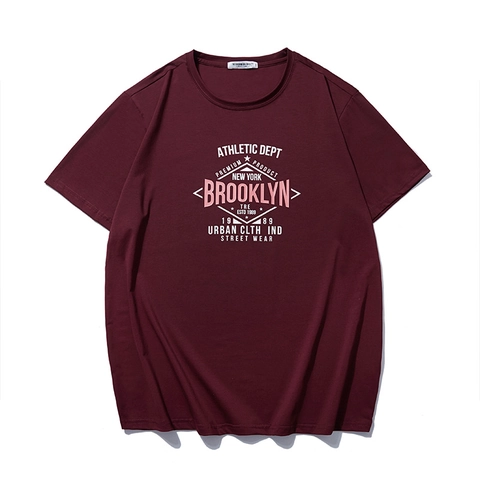 Maglietta da Uomo Taglie Forti con Stampa Estiva Larga Brooklyn Athletic Dept Lettera Cotone Manica Corta Casual Girocollo