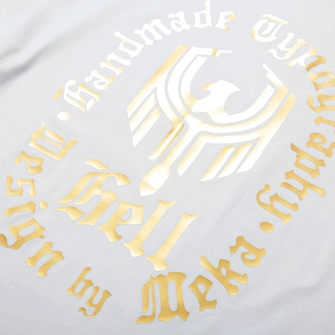T-Shirt en Coton de Grande Taille pour Hommes Impression Aigle en Feuille d'Or Manches Courtes Col Rond Streetwear