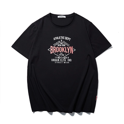 Maglietta da Uomo Taglie Forti con Stampa Estiva Larga Brooklyn Athletic Dept Lettera Cotone Manica Corta Casual Girocollo