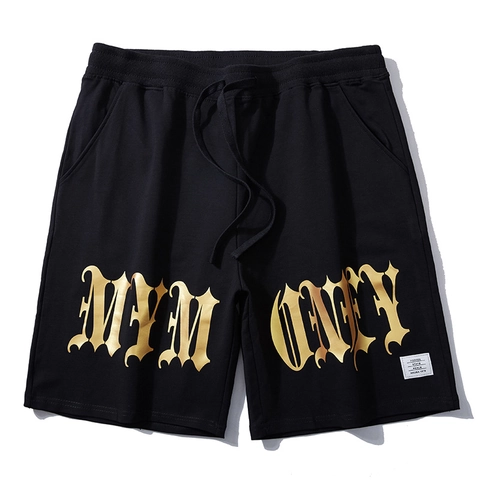 Herren Sportshorts In Übergröße Streetwear Gotischer Buchstabendruck Vergoldet Locker Baumwollmischung Freizeit Hose XXL-10XL