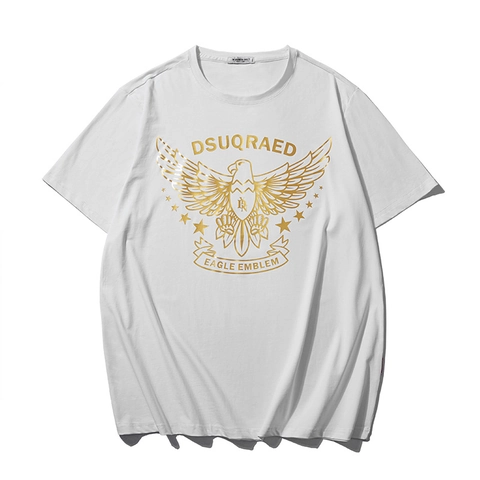 Herren Übergröße Goldprägung Adlerdruck Baumwollmischung Kurzarm T-Shirt Locker Lässig Rundhals Streetwear Sommer Oberteil
