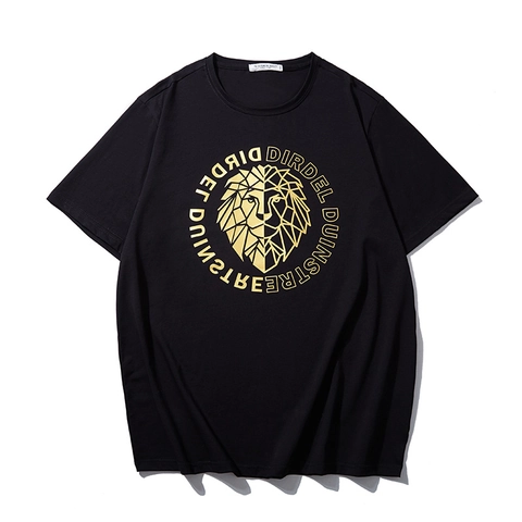 Men's Plus Size Lion Print T-Shirt Cotton Blend Gold Gilding Graphic Tee Loose Short Sleeve Casual Streetwear Top