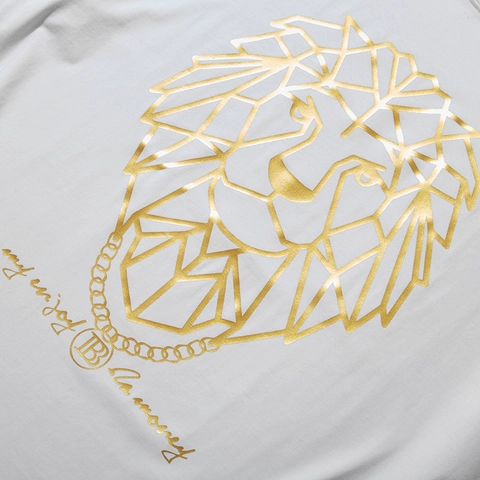 Men's Plus Size T-Shirt Golden Geometric Lion Head Printed Cotton Breathable Short Sleeve Streetwear Casual Loose Tee Top