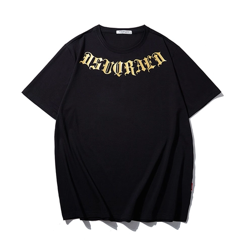 Herren Oversized Grafik T-Shirt Sommer Locker Baumwolle Goldprägung Adler Druck Kurzarm Übergröße Streetwear Top