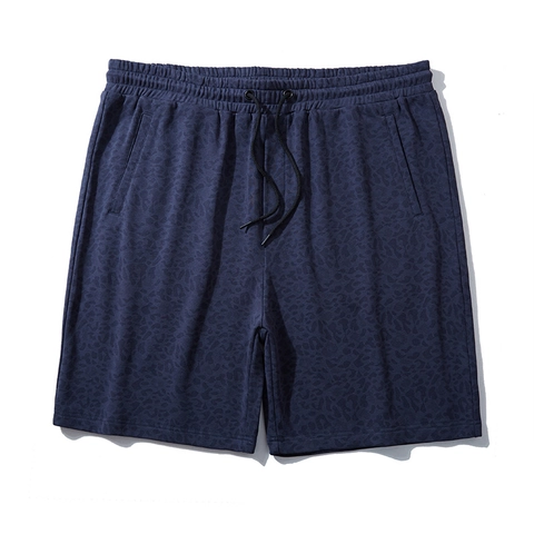 Men's Plus Size Leopard Jacquard Sports Shorts Cotton Loose Fit Drawstring Waist Casual Shorts Navy Blue Black Sweatshorts