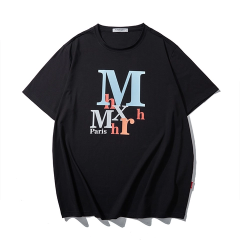 T-Shirt en Coton Grande Taille pour Hommes Streetwear Urbain Coupe Ample Imprimé Graphique Alphabet Manches Courtes Paris Été Respirant