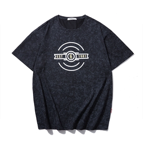 Plus Size Herren T-Shirt Mit Säurewäsche Baumwollmischung Kurzarm Lockerer Schnitt Rundhals Tee 3XL-12XL