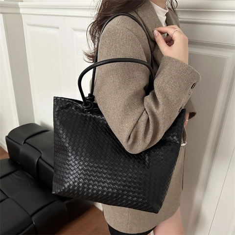 Mode Geflochtene Textur Schultertasche Große Kapazität Damen Minimalistische Tote Bag Trendige Handtasche Mit Bequemem Schultergurt