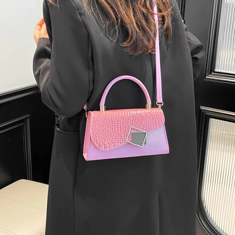 Dames Mode PU Leer Krokodillen Patroon Schoudertas Retro Chic Crossbody Handtas Met Metalen Gesp Vierkante Commuter Tas