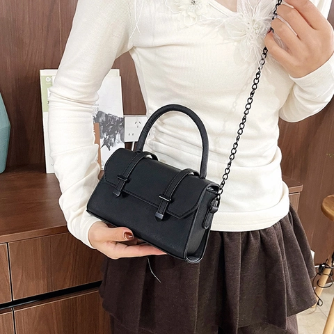 Women Saffiano PU Leather Small Square Shoulder Bag Chic Flap Crossbody Handbag With Chain Strap Casual Trendy Daily Purse