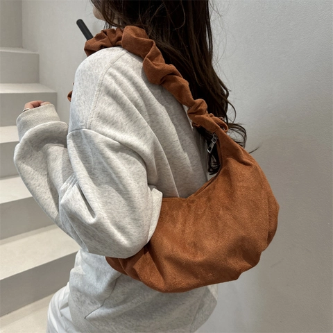 Borsa Tote Donna Grande Capacità in Tessuto Speciale con Manico Plissettato Tracolla Elegante Fiocco Retro Borsa Hobo