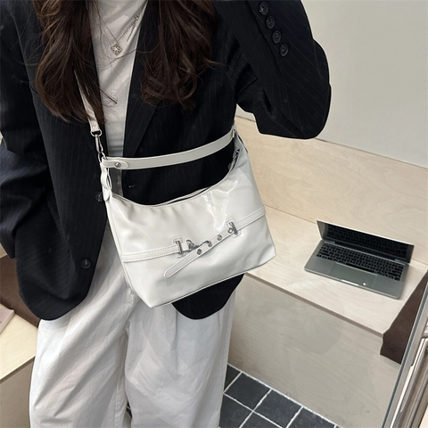 Bolso de Hombro Hobo de Cuero PU Minimalista para Mujer Bolso Bandolera Dumpling Retro de Color Sólido Bolso de Mano Informal para el Trabajo
