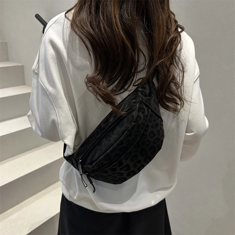 Dames Retro Luipaardprint Borsttas Suèdelook Crossbody Heuptas Casual Streetwear Voor Dagelijks Gebruik