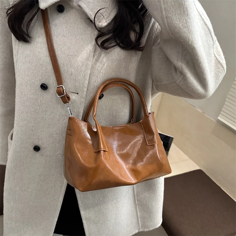 Minimalistische PU Leder Eimertasche Für Damen Trendy Umhängetasche Mit Kleiner Tasche Große Kapazität Fashion Daily Tote