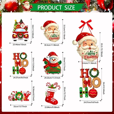 Decorazioni per Appendiporta in Carta di Natale Babbo Natale Pupazzo di Neve Merry Christmas Joy Segnale Sospeso per Festa