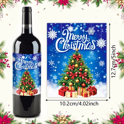Autocollants pour Bouteilles de Vin Joyeux Noël Étiquettes Décoratives Auto-adhésives avec Design de Père Noël et Bonhomme de Neige